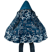 Blue Hawaiian Tapa Tribal Hibiscus Cloak LT9 Unisex Blue - Polynesian Pride