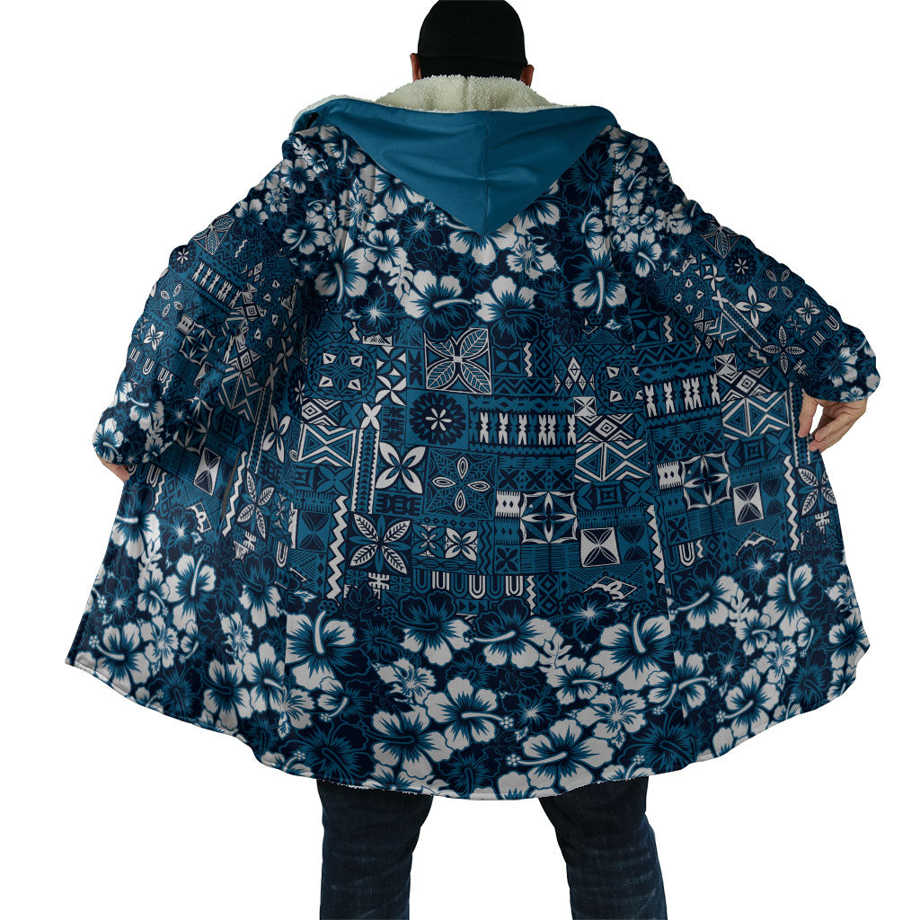 Blue Hawaiian Tapa Tribal Hibiscus Cloak LT9 - Polynesian Pride