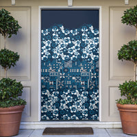 Blue Hawaiian Tapa Tribal Hibiscus Door Cover LT9 Blue - Polynesian Pride