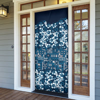 Blue Hawaiian Tapa Tribal Hibiscus Door Cover LT9 - Polynesian Pride