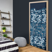 Blue Hawaiian Tapa Tribal Hibiscus Door Cover LT9 - Polynesian Pride
