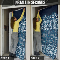 Blue Hawaiian Tapa Tribal Hibiscus Door Cover LT9 - Polynesian Pride