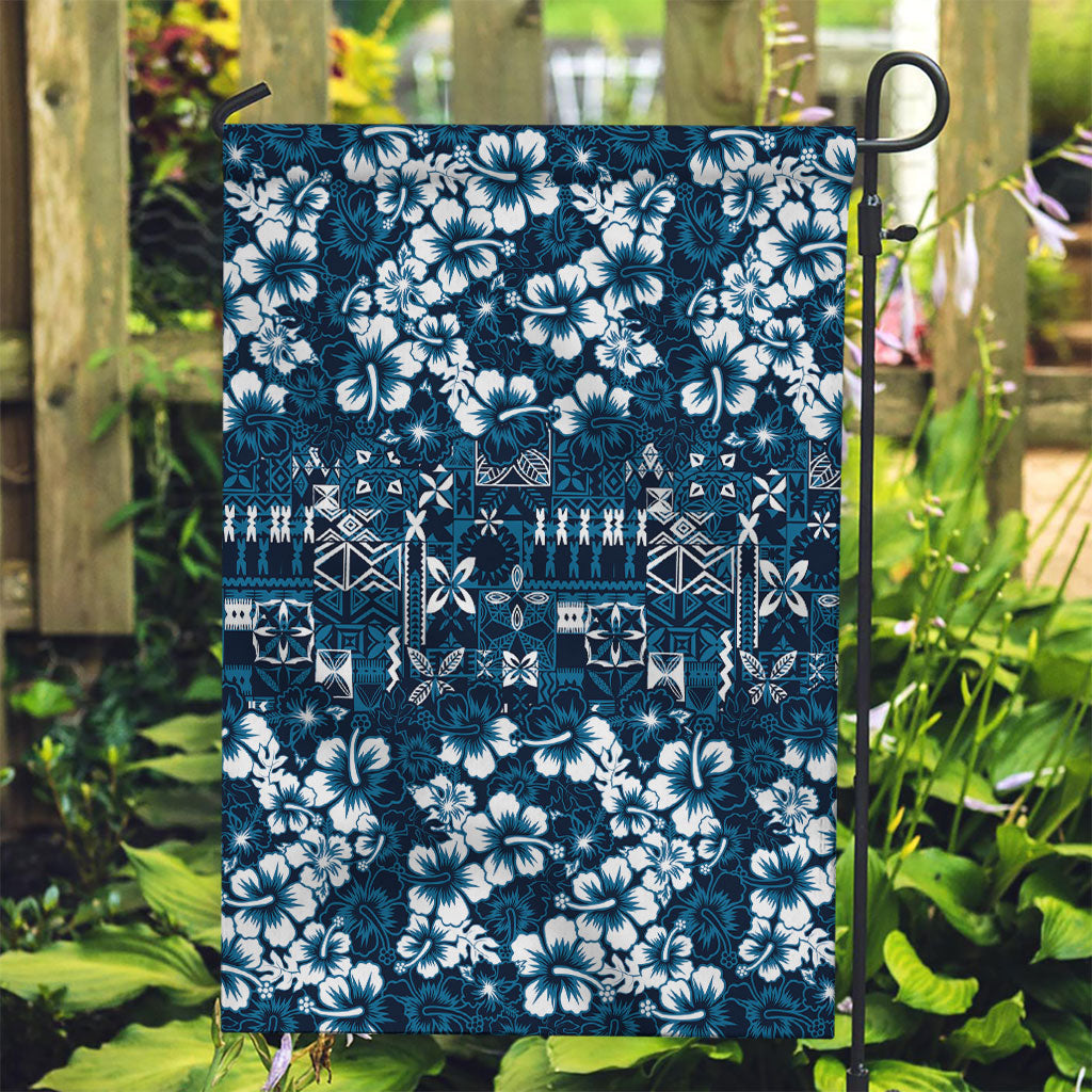 Blue Hawaiian Tapa Tribal Hibiscus Garden Flag LT9 Garden Flag Blue - Polynesian Pride