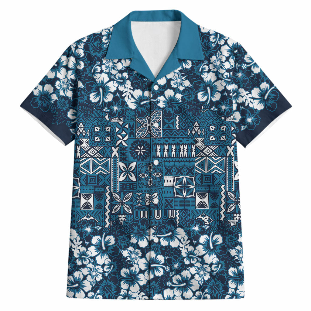 Blue Hawaiian Tapa Tribal Hibiscus Hawaiian Shirt LT9 Blue - Polynesian Pride
