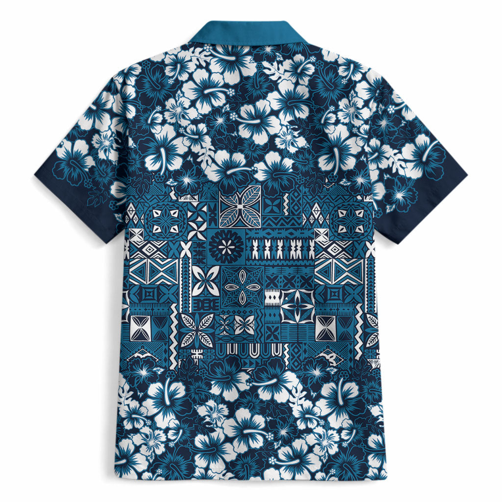 Blue Hawaiian Tapa Tribal Hibiscus Hawaiian Shirt LT9 - Polynesian Pride