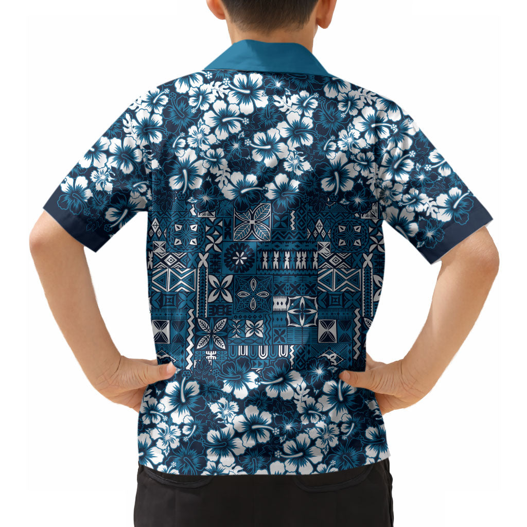 Blue Hawaiian Tapa Tribal Hibiscus Hawaiian Shirt LT9 - Polynesian Pride
