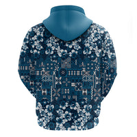 Blue Hawaiian Tapa Tribal Hibiscus Hoodie LT9 - Polynesian Pride