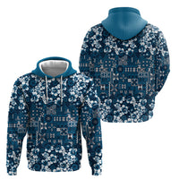 Blue Hawaiian Tapa Tribal Hibiscus Hoodie LT9 - Polynesian Pride