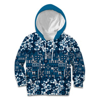 Blue Hawaiian Tapa Tribal Hibiscus Kid Hoodie LT9 Hoodie Blue - Polynesian Pride