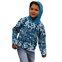 Blue Hawaiian Tapa Tribal Hibiscus Kid Hoodie LT9 - Polynesian Pride