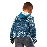 Blue Hawaiian Tapa Tribal Hibiscus Kid Hoodie LT9 - Polynesian Pride