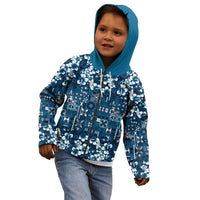 Blue Hawaiian Tapa Tribal Hibiscus Kid Hoodie LT9 - Polynesian Pride