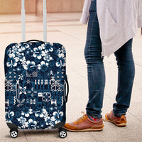 Blue Hawaiian Tapa Tribal Hibiscus Luggage Cover LT9 Blue - Polynesian Pride