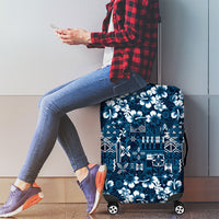 Blue Hawaiian Tapa Tribal Hibiscus Luggage Cover LT9 - Polynesian Pride