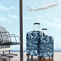 Blue Hawaiian Tapa Tribal Hibiscus Luggage Cover LT9 - Polynesian Pride