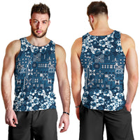 Blue Hawaiian Tapa Tribal Hibiscus Men Tank Top LT9 - Polynesian Pride