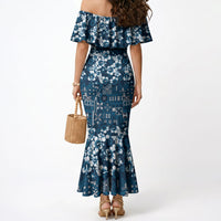 Blue Hawaiian Tapa Tribal Hibiscus Mermaid Dress LT9 - Polynesian Pride