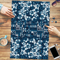 Blue Hawaiian Tapa Tribal Hibiscus Puzzle LT9 Blue - Polynesian Pride