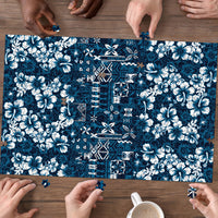 Blue Hawaiian Tapa Tribal Hibiscus Puzzle LT9 - Polynesian Pride