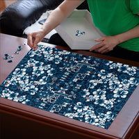 Blue Hawaiian Tapa Tribal Hibiscus Puzzle LT9 - Polynesian Pride