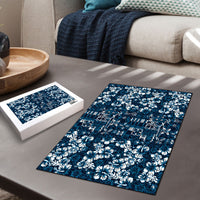 Blue Hawaiian Tapa Tribal Hibiscus Puzzle LT9 - Polynesian Pride