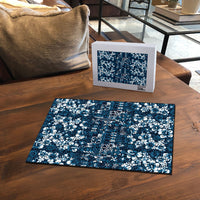 Blue Hawaiian Tapa Tribal Hibiscus Puzzle LT9 - Polynesian Pride