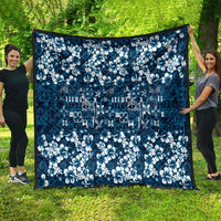 Blue Hawaiian Tapa Tribal Hibiscus Quilt LT9 - Polynesian Pride