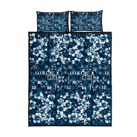 Blue Hawaiian Tapa Tribal Hibiscus Quilt Bed Set LT9 - Polynesian Pride