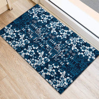 Blue Hawaiian Tapa Tribal Hibiscus Rubber Doormat LT9 - Polynesian Pride