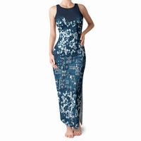 Blue Hawaiian Tapa Tribal Hibiscus Tank Maxi Dress LT9 Women Blue - Polynesian Pride