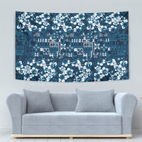 Blue Hawaiian Tapa Tribal Hibiscus Tapestry LT9 - Polynesian Pride