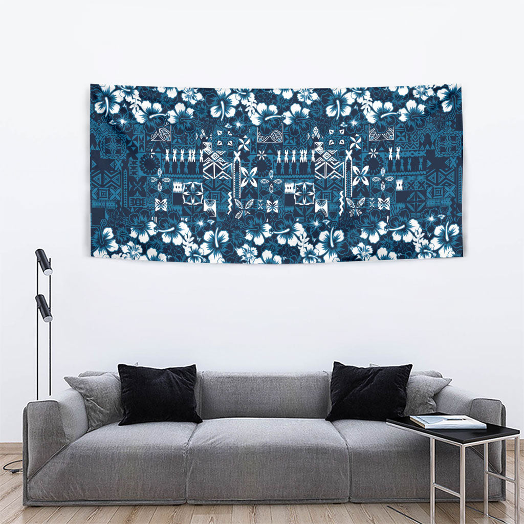 Blue Hawaiian Tapa Tribal Hibiscus Tapestry LT9 - Polynesian Pride