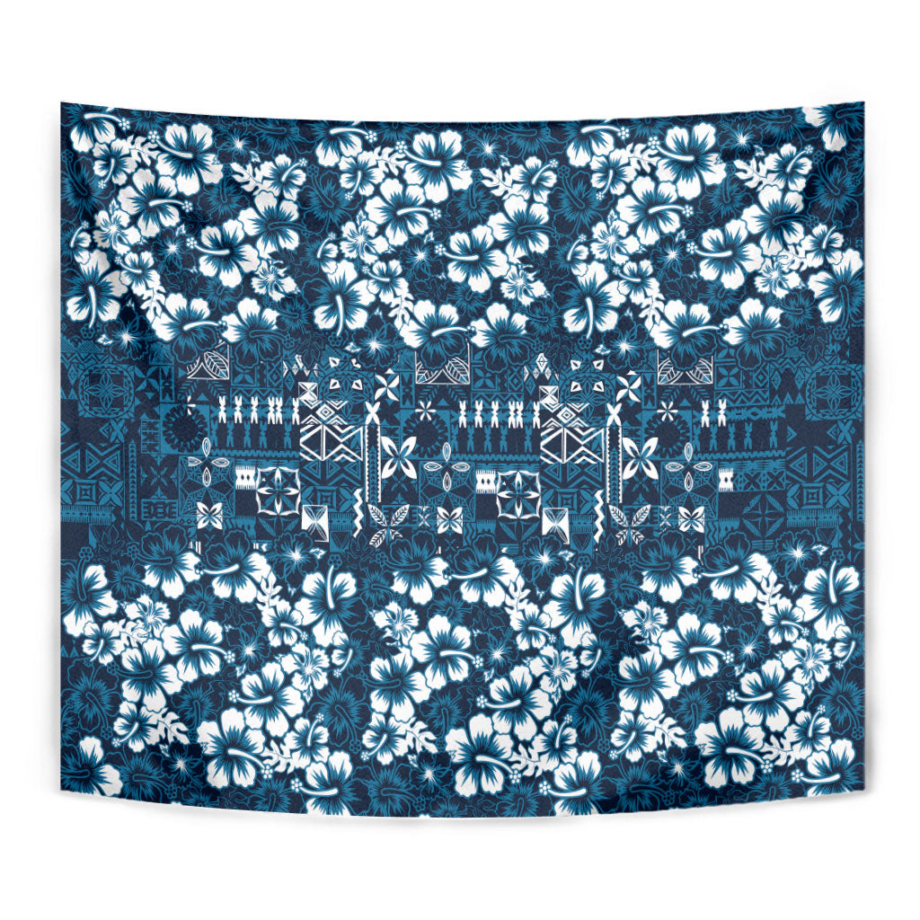 Blue Hawaiian Tapa Tribal Hibiscus Tapestry LT9 - Polynesian Pride