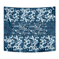 Blue Hawaiian Tapa Tribal Hibiscus Tapestry LT9 - Polynesian Pride