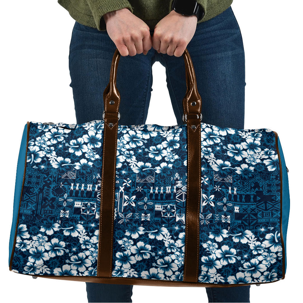 Blue Hawaiian Tapa Tribal Hibiscus Travel Bag LT9 Blue - Polynesian Pride