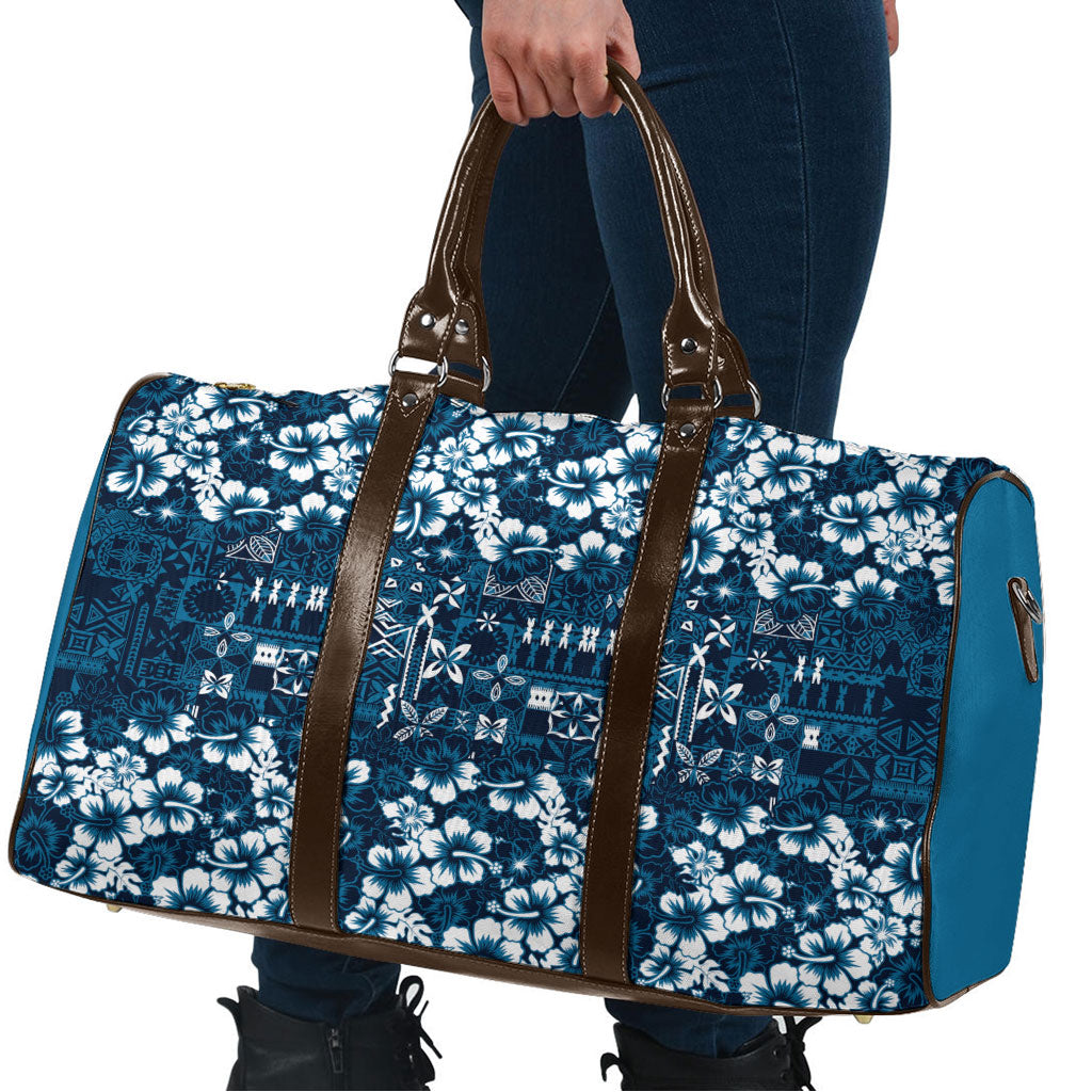 Blue Hawaiian Tapa Tribal Hibiscus Travel Bag LT9 - Polynesian Pride