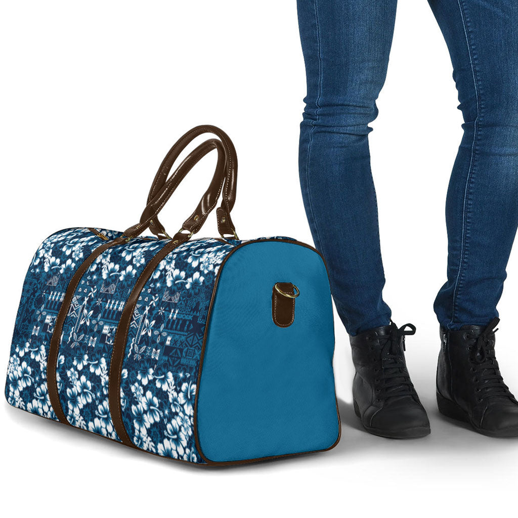 Blue Hawaiian Tapa Tribal Hibiscus Travel Bag LT9 - Polynesian Pride
