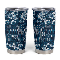 Blue Hawaiian Tapa Tribal Hibiscus Tumbler Cup LT9 Blue - Polynesian Pride