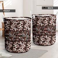 Burgundy Hawaiian Tapa Tribal Hibiscus Laundry Basket LT9 - Polynesian Pride