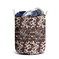 Burgundy Hawaiian Tapa Tribal Hibiscus Laundry Basket LT9 - Polynesian Pride