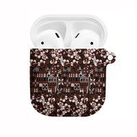 Burgundy Hawaiian Tapa Tribal Hibiscus AirPods Case LT9 Burgundy - Polynesian Pride