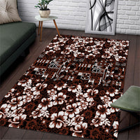 Burgundy Hawaiian Tapa Tribal Hibiscus Area Rug LT9 Burgundy - Polynesian Pride