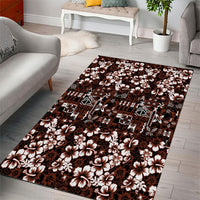 Burgundy Hawaiian Tapa Tribal Hibiscus Area Rug LT9 - Polynesian Pride