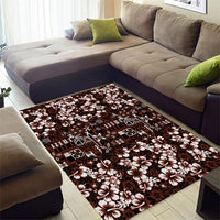 Burgundy Hawaiian Tapa Tribal Hibiscus Area Rug LT9 - Polynesian Pride
