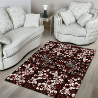Burgundy Hawaiian Tapa Tribal Hibiscus Area Rug LT9 - Polynesian Pride