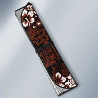Burgundy Hawaiian Tapa Tribal Hibiscus Auto Sun Shade LT9 - Polynesian Pride