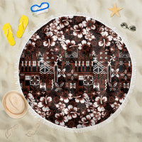 Burgundy Hawaiian Tapa Tribal Hibiscus Beach Blanket LT9 One Size 150cm Burgundy - Polynesian Pride