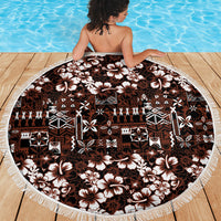 Burgundy Hawaiian Tapa Tribal Hibiscus Beach Blanket LT9 - Polynesian Pride
