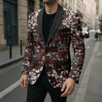Burgundy Hawaiian Tapa Tribal Hibiscus Blazer LT9 - Polynesian Pride