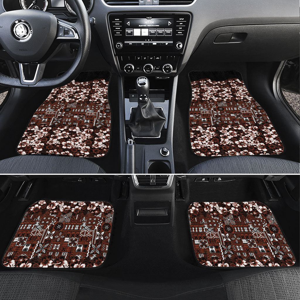 Burgundy Hawaiian Tapa Tribal Hibiscus Car Mats LT9 Set 4pcs Burgundy - Polynesian Pride